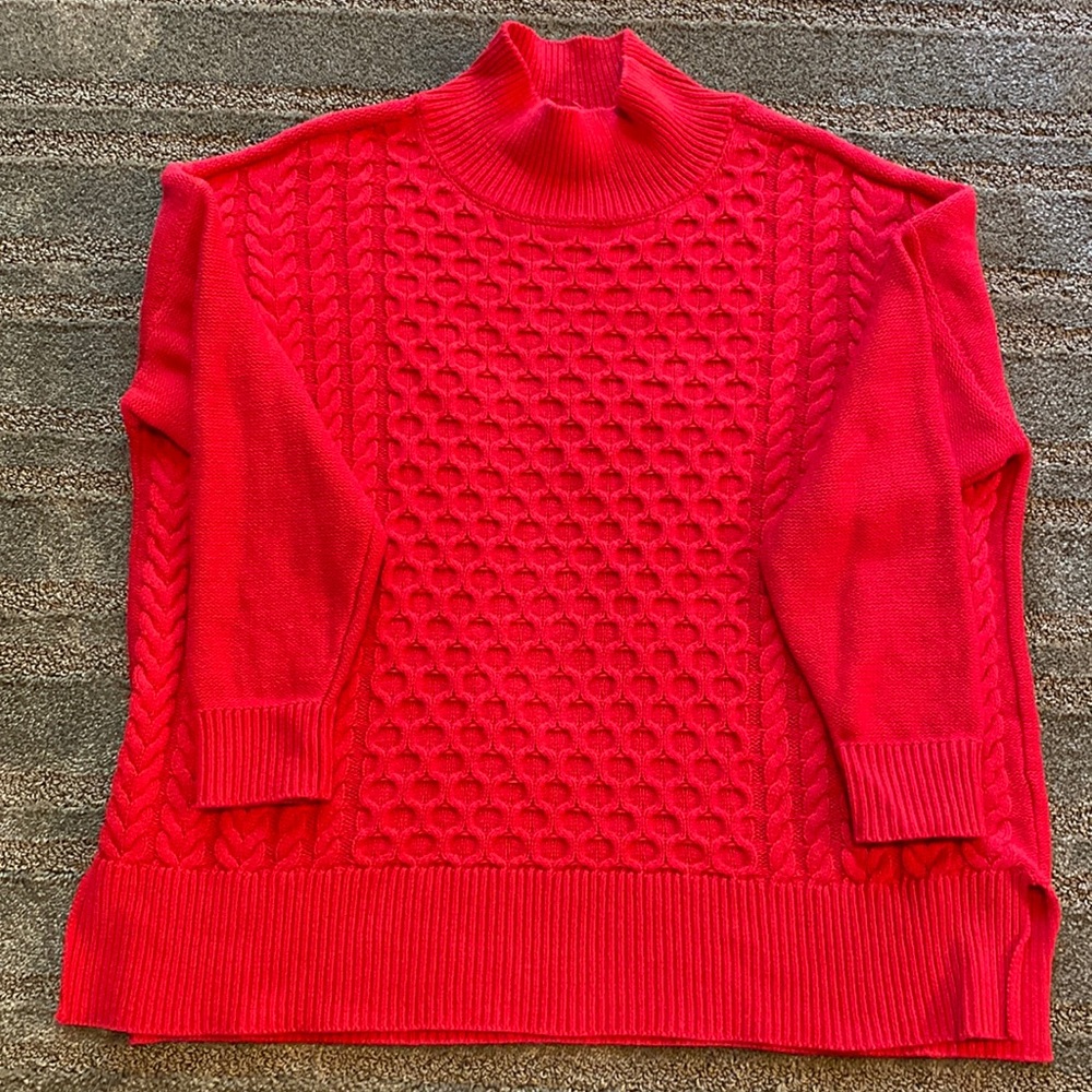 Crown & ivy, cable knit sweater long sleeve, turtleneck, size medium